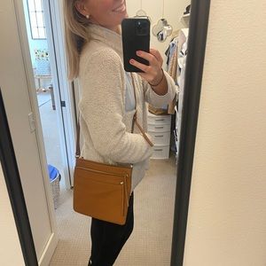 New, never used, Nordstrom tan leather crossbody purse.